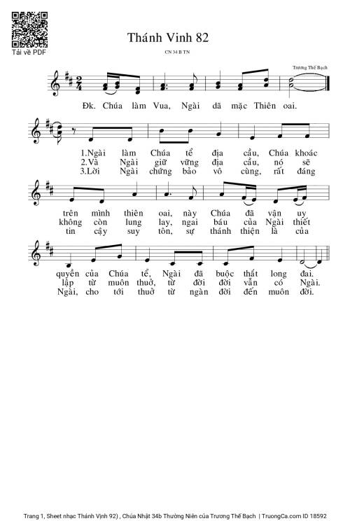 Sheet PDF of Thánh Vịnh 92) , Chúa Nhật 34b Thường Niên