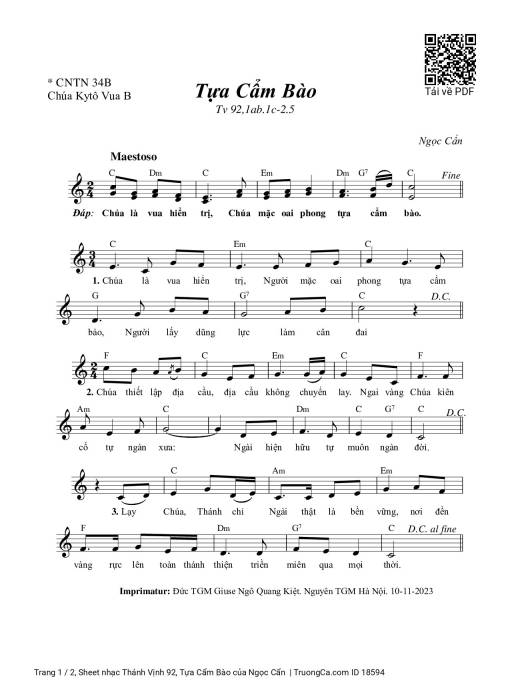 Thánh Vịnh 92, Tựa Cẩm Bào