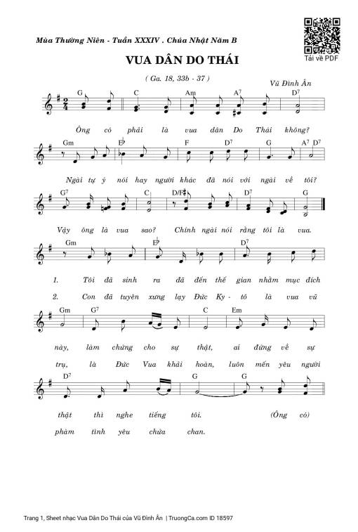 Sheet PDF of Vua Dân Do Thái