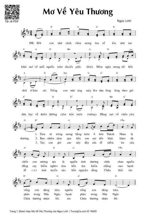 Sheet PDF of Mơ Về Yêu Thương
