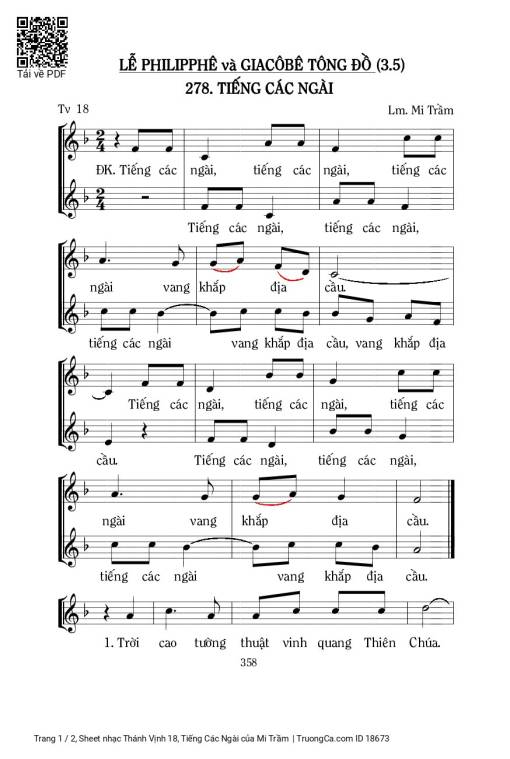 Sheet PDF of Thánh Vịnh 18, Tiếng Các Ngài