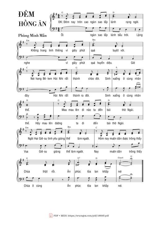 Sheet PDF of Đêm Hồng ân (4 Bè)