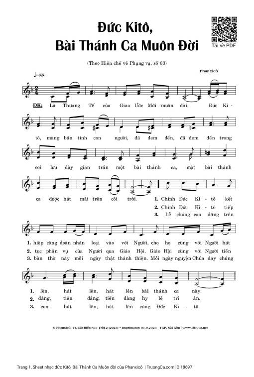 Sheet PDF of đức Kitô, Bài Thánh Ca Muôn đời