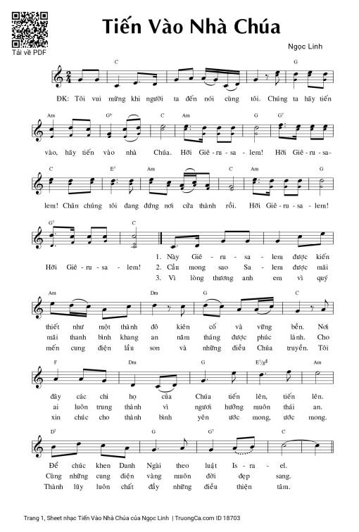Sheet PDF of Tiến Vào Nhà Chúa