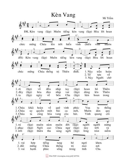 Sheet PDF of Kèn Vang - Lm. Mi Trầm