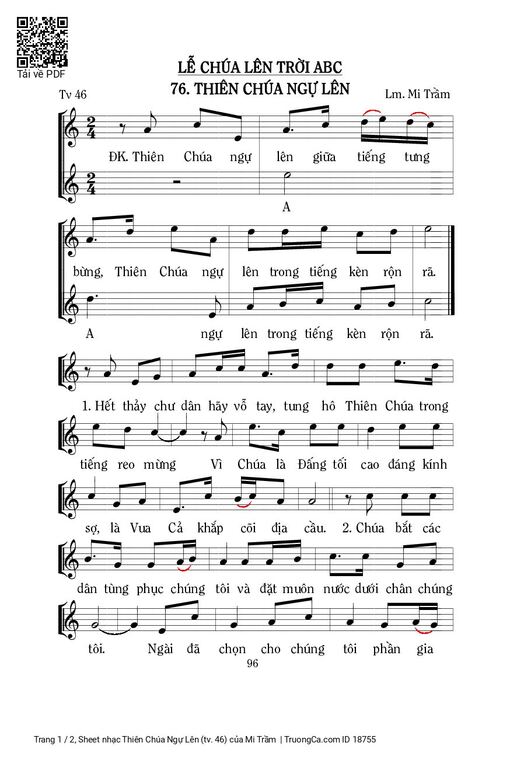 Sheet PDF of Thiên Chúa Ngự Lên (tv. 46)