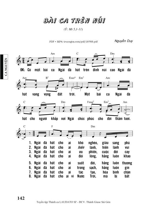 Sheet PDF of Bài Ca Trên Núi
