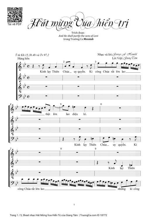 Sheet PDF of Hát Mừng Vua Hiển Trị