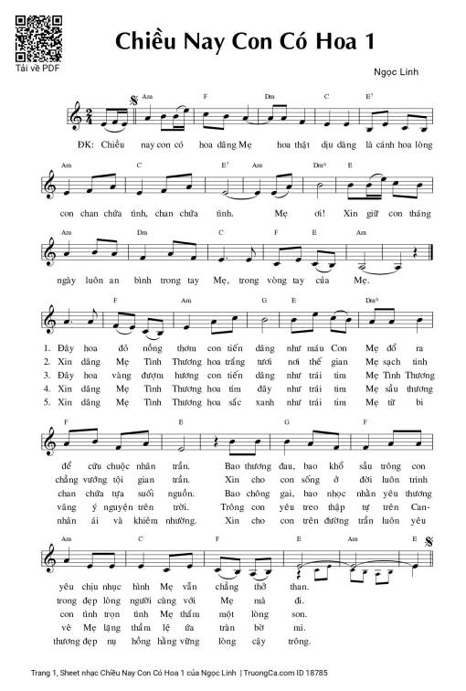 Sheet PDF of Chiều Nay Con Có Hoa 1