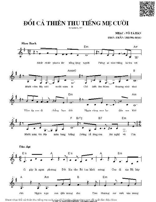 Sheet PDF of Đổi cả thiên thu tiếng mẹ cười