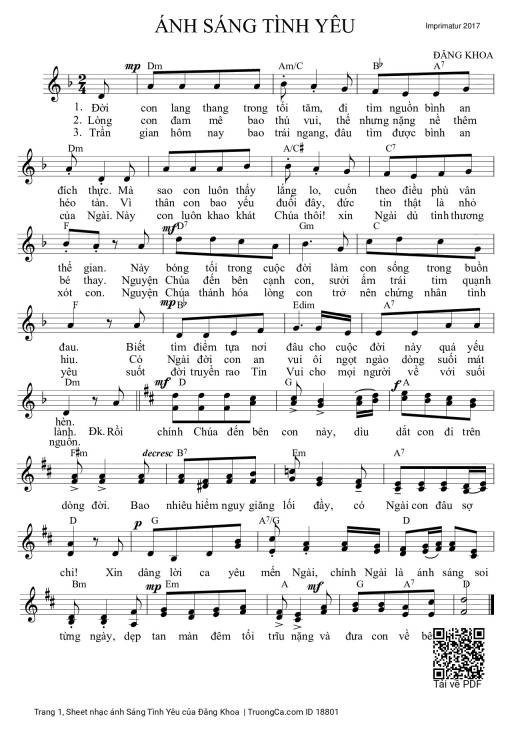 Sheet PDF of ánh Sáng Tình Yêu