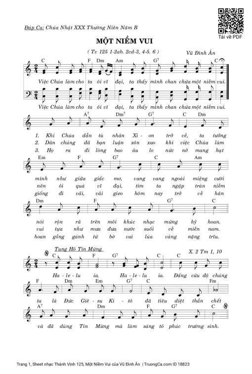 Sheet PDF of Thánh Vịnh 125, Một Niềm Vui