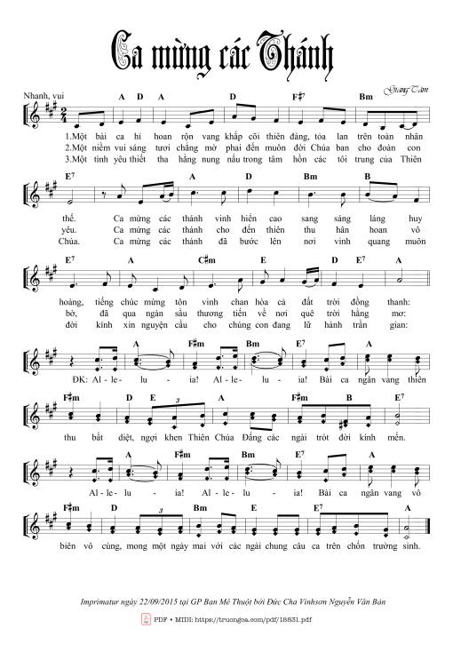 Ca Mừng Các Thánh