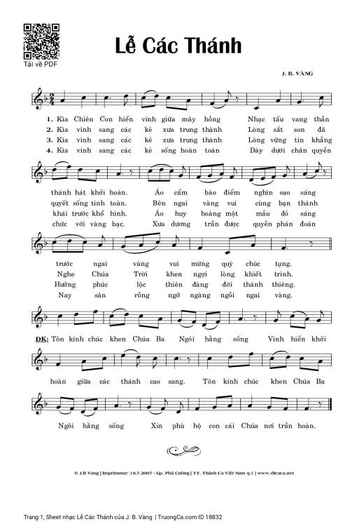 Sheet PDF of Lễ Các Thánh