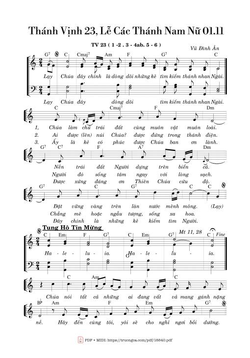 Thánh Vịnh 23, Lễ Các Thánh Nam Nữ 01.11