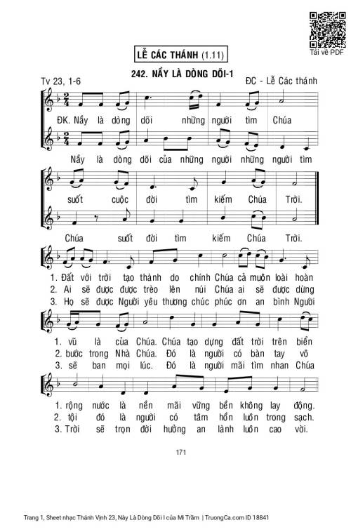 Sheet PDF of Thánh Vịnh 23, Này Là Dòng Dõi I