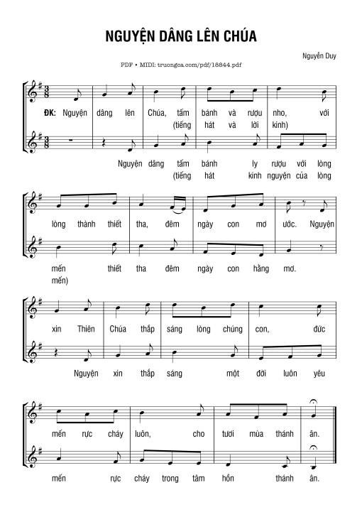 Sheet PDF of Nguyện Dâng Lên Chúa