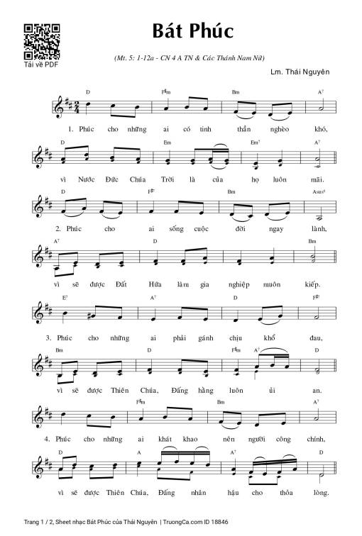 Sheet PDF of Bát Phúc - Thái Nguyên