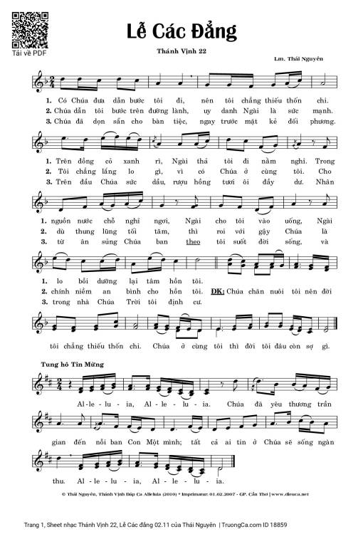 Sheet PDF of Thánh Vịnh 22, Lễ Các đẳng 02.11