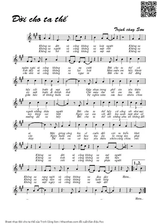 Sheet PDF of Đời cho ta thế