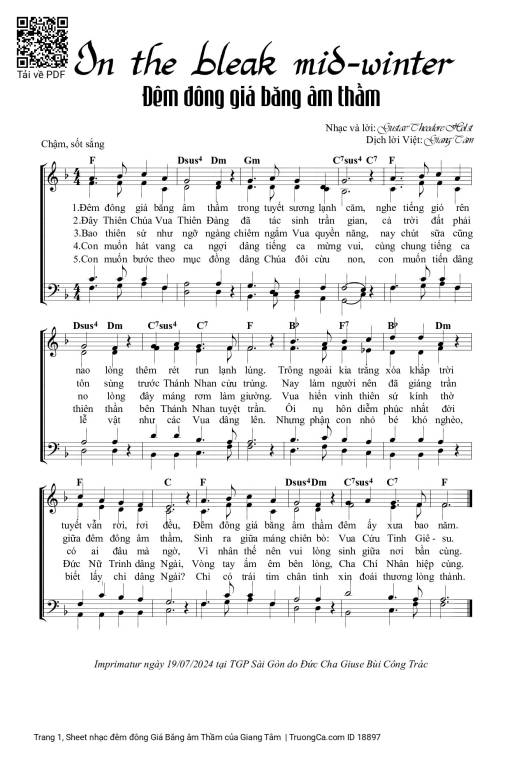 Sheet PDF of đêm đông Giá Băng âm Thầm