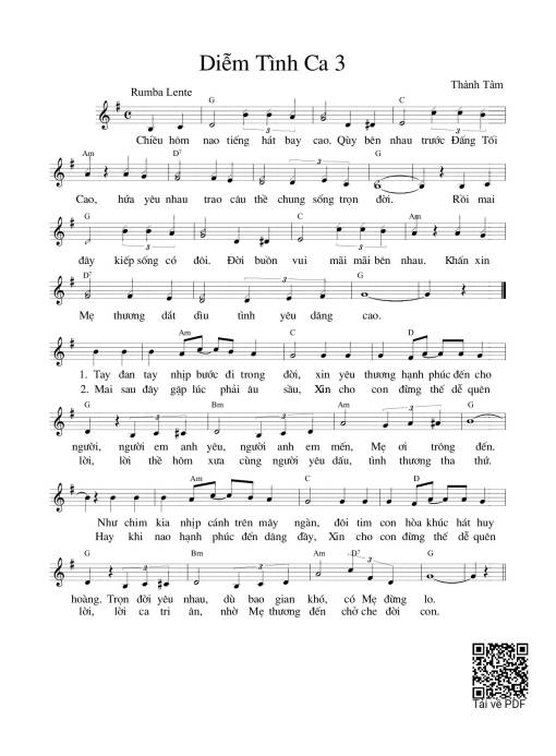 Sheet PDF of Diễm tình ca 3