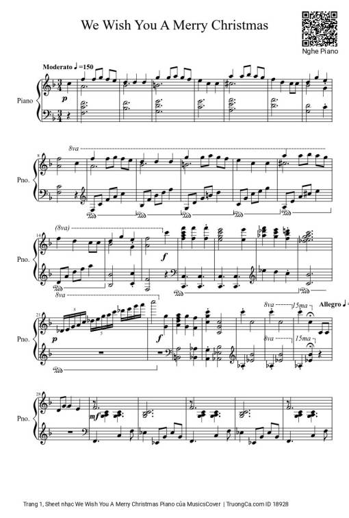 Sheet PDF of We Wish You A Merry Christmas Piano sheet