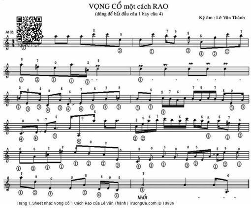 Sheet PDF of Vọng Cổ 1 Cách Rao