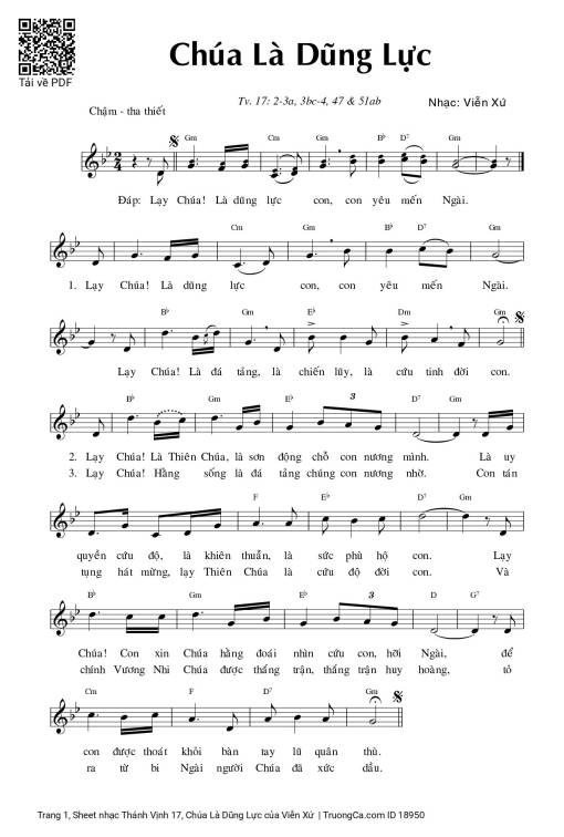 Sheet PDF of Thánh Vịnh 17, Chúa Là Dũng Lực
