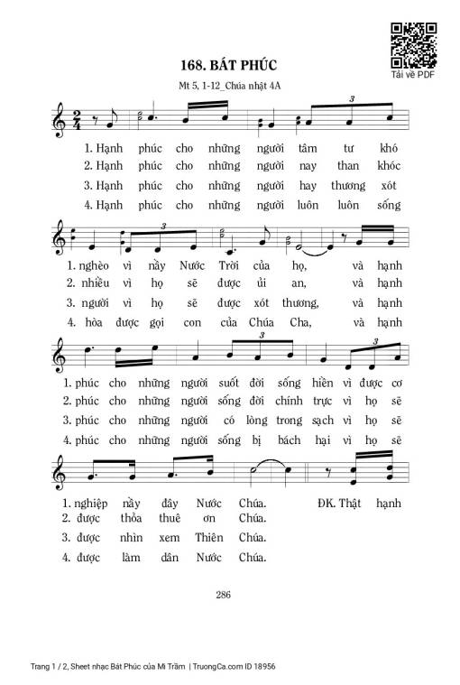 Sheet PDF of Bát Phúc - Mi Trầm