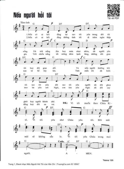 Sheet PDF of Nếu Người Hỏi Tôi