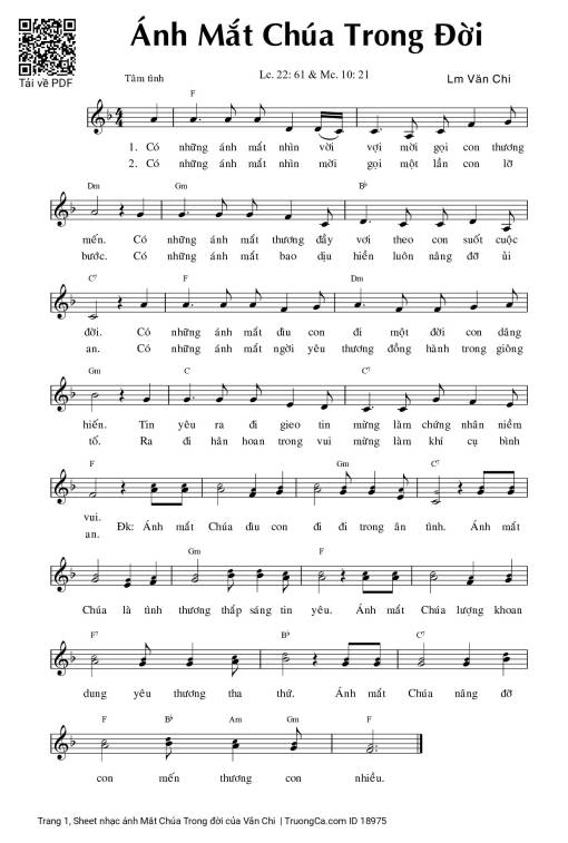 Sheet PDF of ánh Mắt Chúa Trong đời