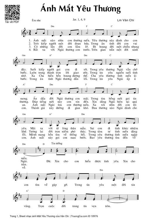 Sheet PDF of ánh Mắt Yêu Thương