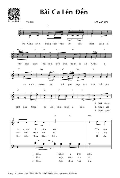 Sheet PDF of Bài Ca Lên đền