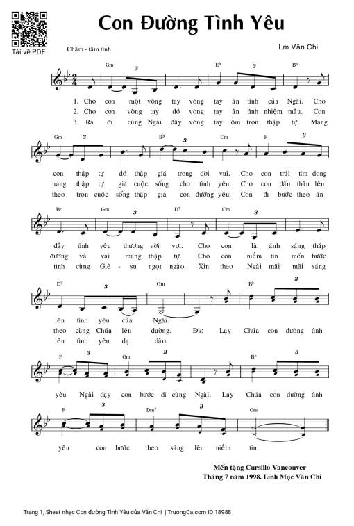 Sheet PDF of Con đường Tình Yêu