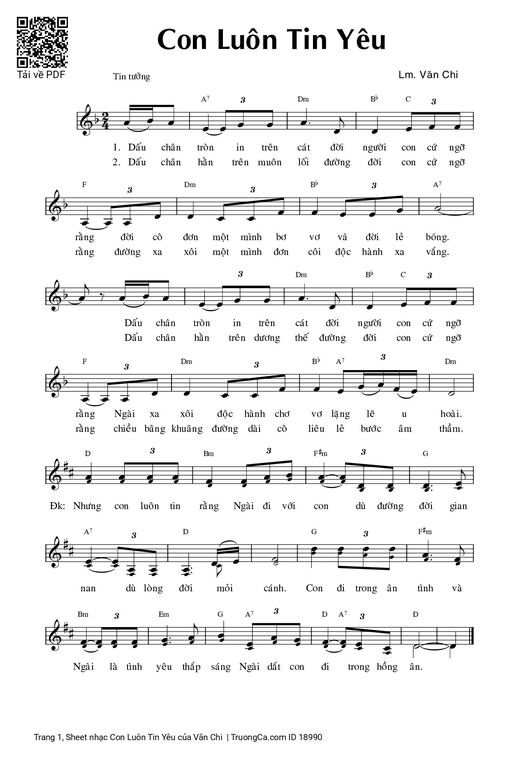 Sheet PDF of Con Luôn Tin Yêu