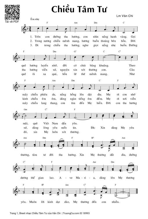 Sheet PDF of Chiều Tâm Tư
