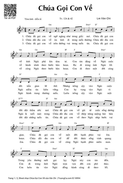 Sheet PDF of Chúa Gọi Con Về