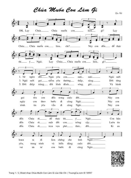 Sheet PDF of Chúa Muốn Con Làm Gì