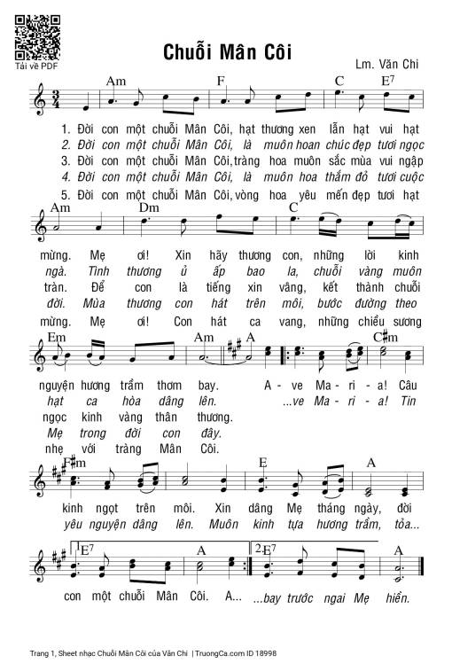 Sheet PDF of Chuỗi Mân Côi