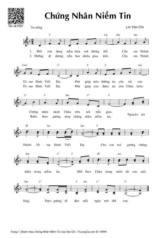 Sheet PDF of Chứng Nhân Niềm Tin