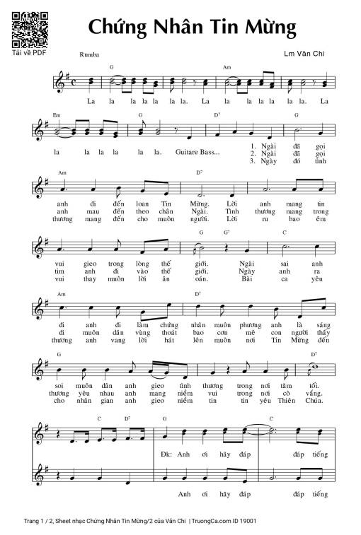 Sheet PDF of Chứng Nhân Tin Mừng/2