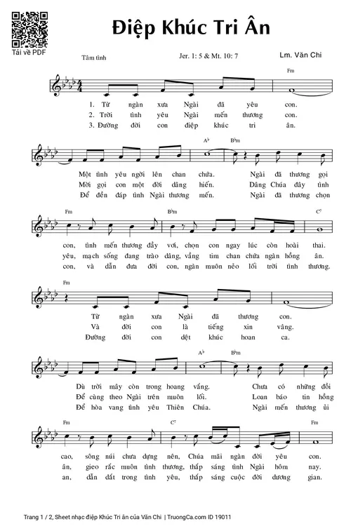 Sheet PDF of điệp Khúc Tri ân
