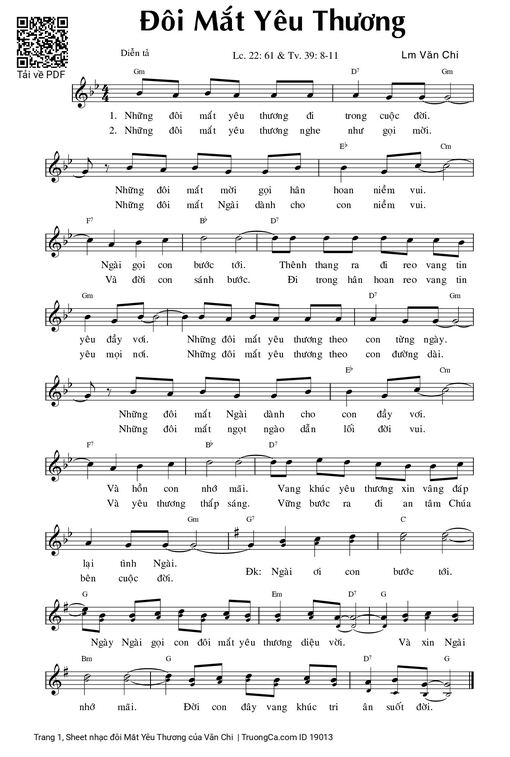 Sheet PDF of đôi Mắt Yêu Thương