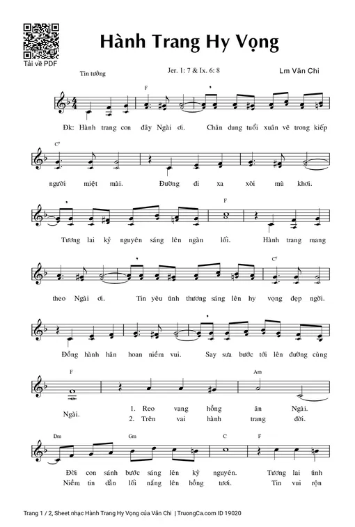 Sheet PDF of Hành Trang Hy Vọng