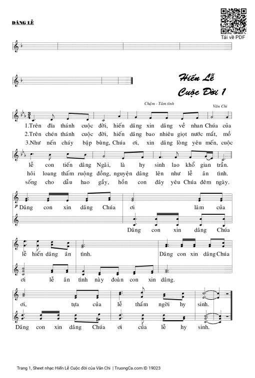 Sheet PDF of Hiến Lễ Cuộc đời