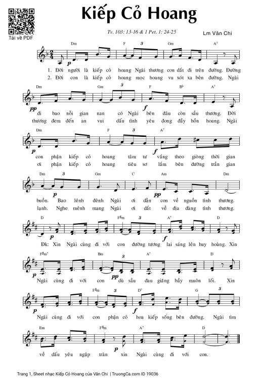 Sheet PDF of Kiếp Cỏ Hoang