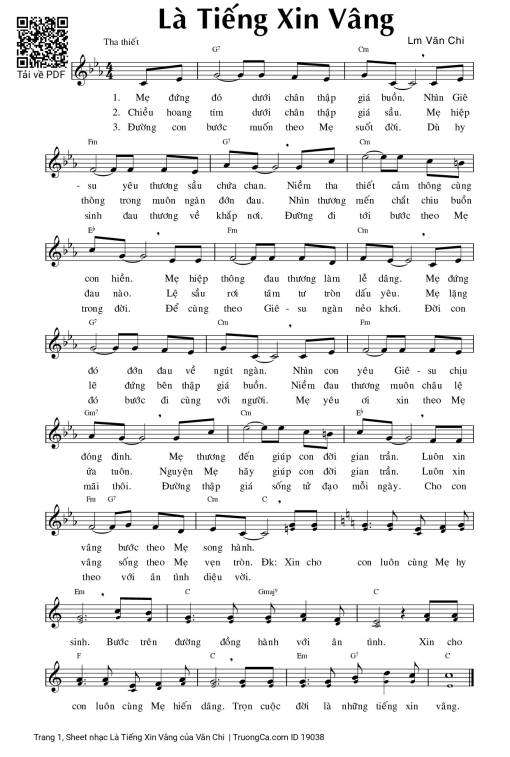 Sheet PDF of Là Tiếng Xin Vâng