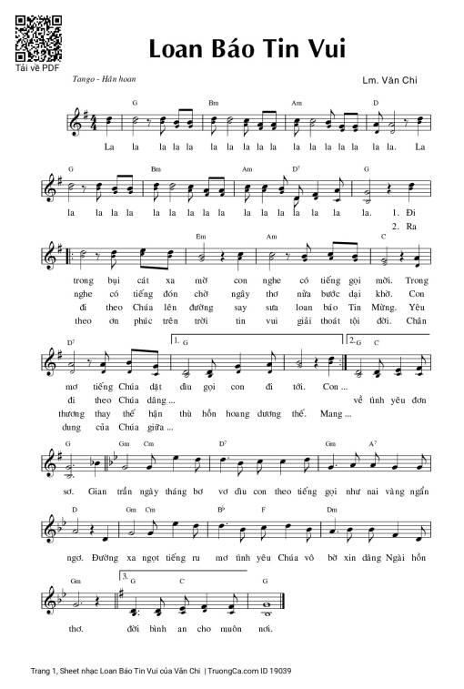 Sheet PDF of Loan Báo Tin Vui