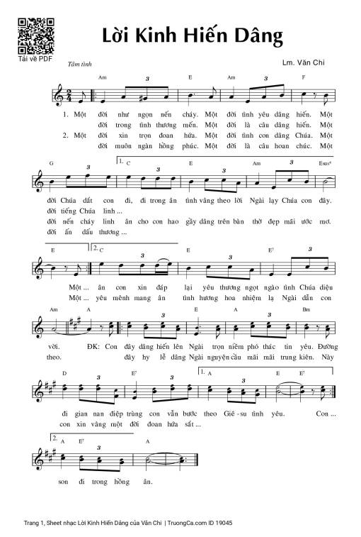 Sheet PDF of Lời Kinh Hiến Dâng